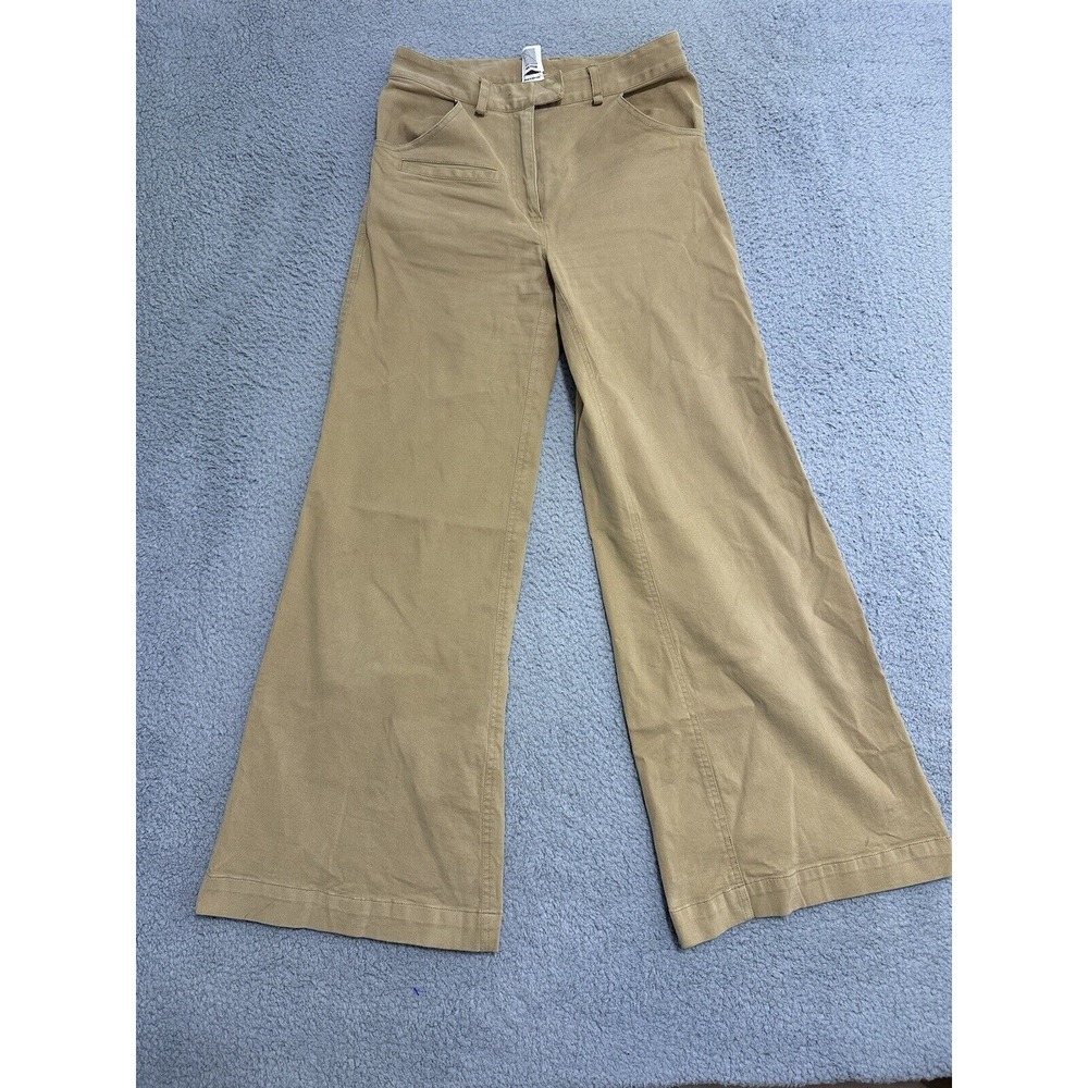 ROSIE ASSOULIN NEW YORK TAN WIDE LEG FLARE UTILITY COTTON‎ STRETCH PANTS 26x28